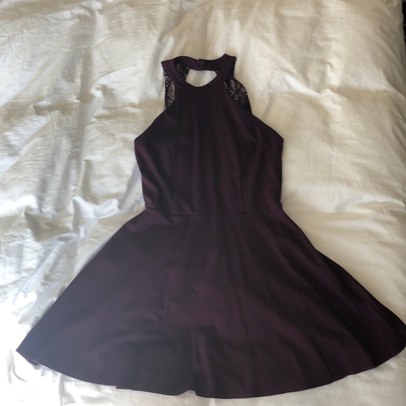 Lulu’s Hometown Girl Plum Purple Lace Skater Dress - Picture 3 of 7